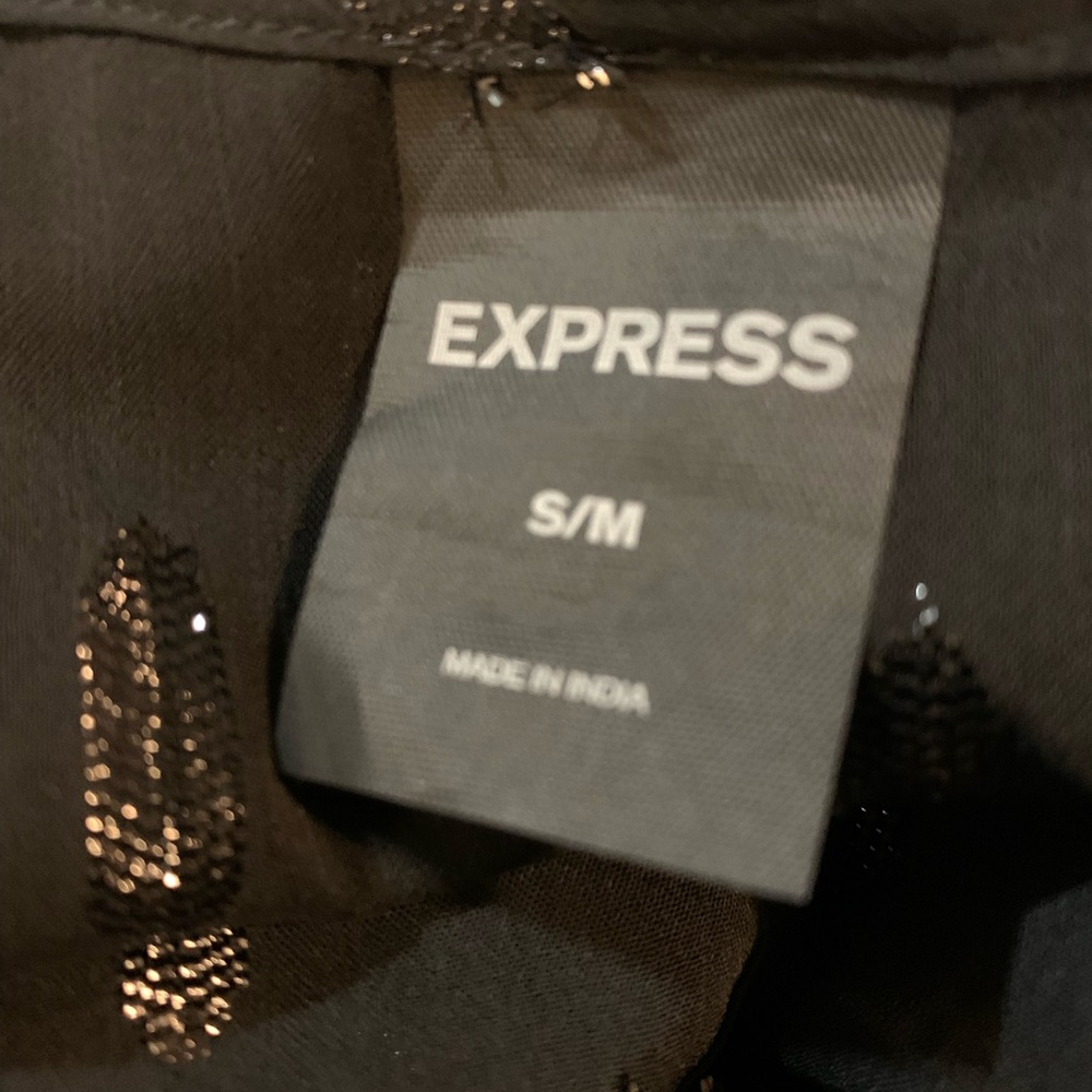 Express Sheer Glitter Duster Robe Black S/M Long Sleeve Tie Waist - Picture 6 of 7